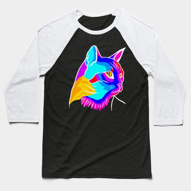 Colorful Cat Baseball T-Shirt by isstgeschichte